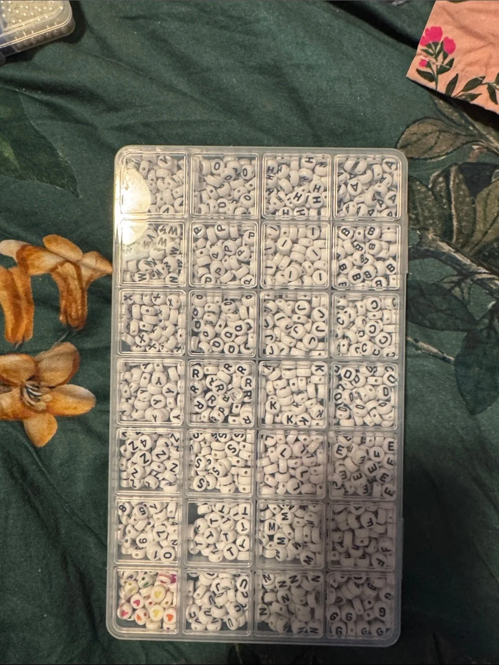 White Alphabet Letter Beads Storage Set - Unbranded